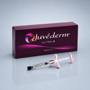 Juvéderm Ultra 2 with Lidocaine cross-linked hyaluronic acid dermal filler — box and 0.55 mL prefilled syringe