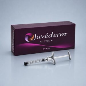 Juvéderm Ultra 4 with Lidocaine cross-linked hyaluronic acid dermal filler — box and 1 mL prefilled syringe